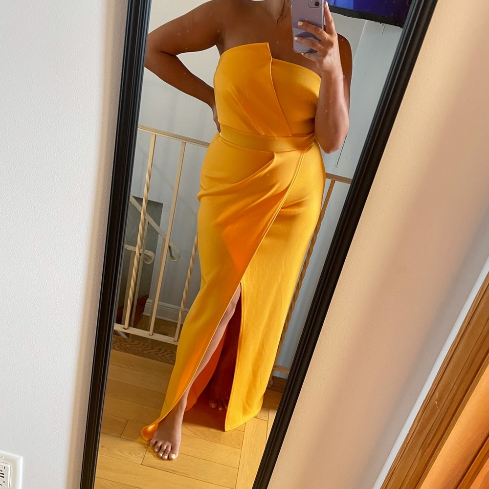 Strapless wrap gown
